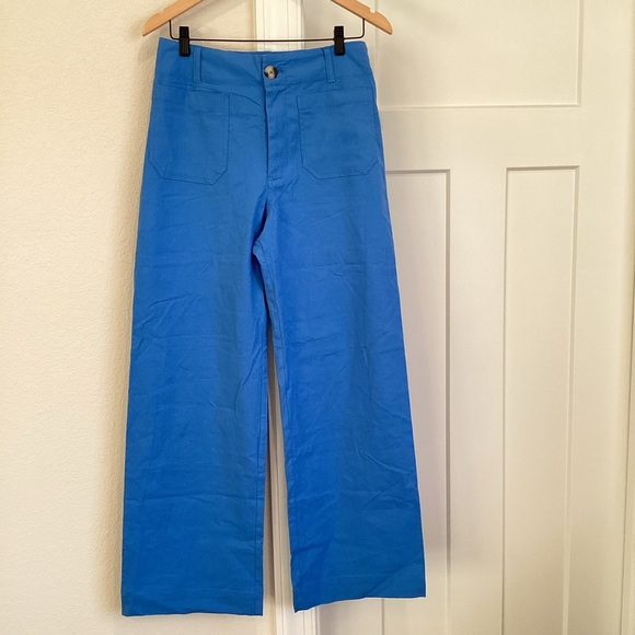 Anthropologie Pants - Anthropologie COLETTE Full-Length Linen Pants Maeve NEW 28 Blue